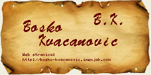Boško Kvačanović vizit kartica